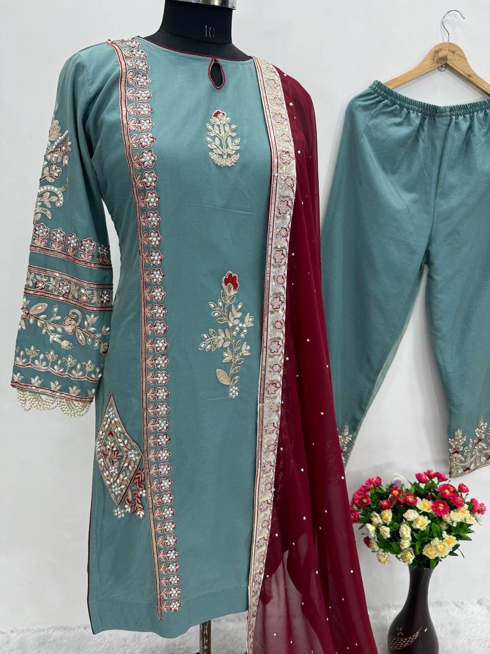 ELITE HANDPAINTED GOTAPATTI SUIT